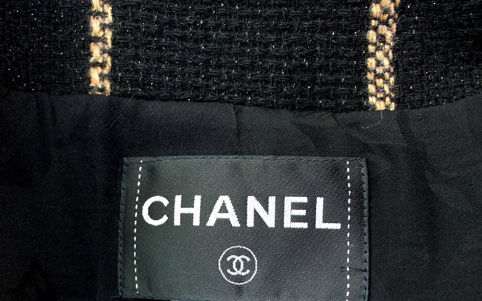 UNWORN Chanel Black & Gold Metallic Lesage Fantasy Tweed Jacket Dress Suit 38 For Sale 4