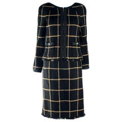 Robe et veste en tweed noir et or métallisé Lesage Fantasy Pristine Chanel Taille 38