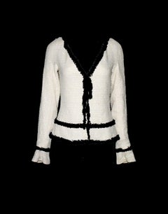 UNWORN Chanel Signature Monochrome Sequin Fantasy Tweed Jacket 38