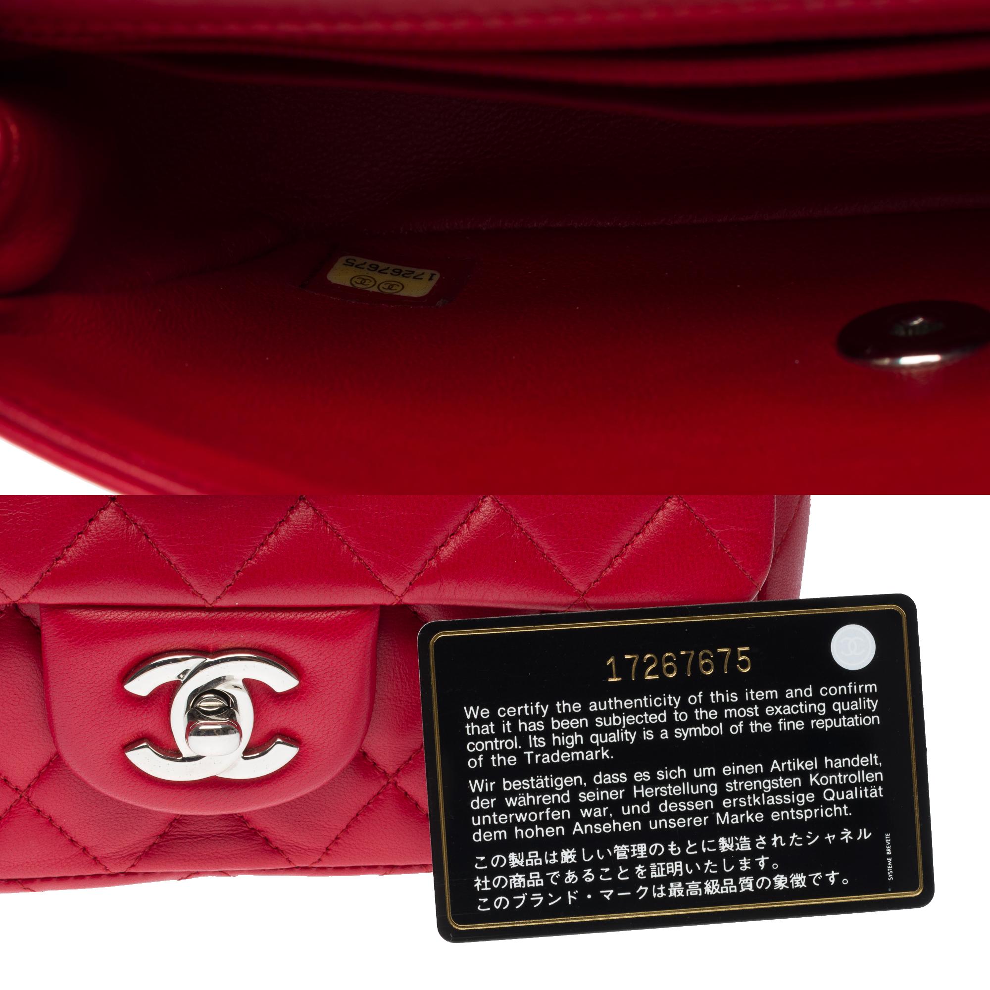 Stunning Chanel Timeless Mini Flap shoulder bag in Red quilted lamb leather, SHW 2