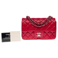 Stunning Chanel Timeless Mini Flap shoulder bag in Red quilted lamb leather, SHW