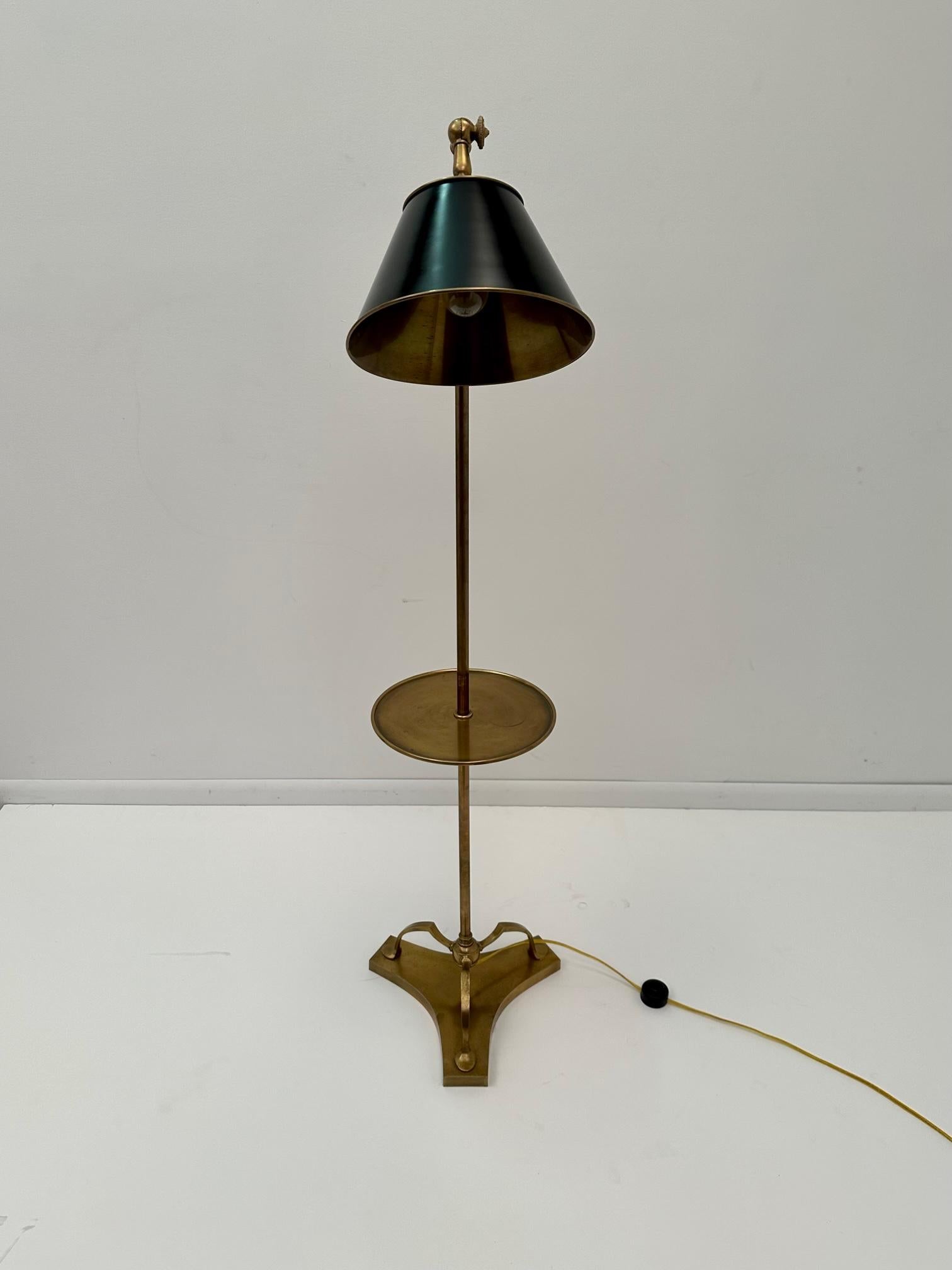Contemporary Stunning Chapman Brass Floor Lamp with Adjustable Shade
