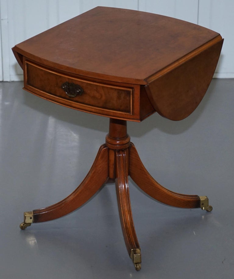 Stunning Charles Barr Burr Walnut Extending Side End Lamp Wine Table