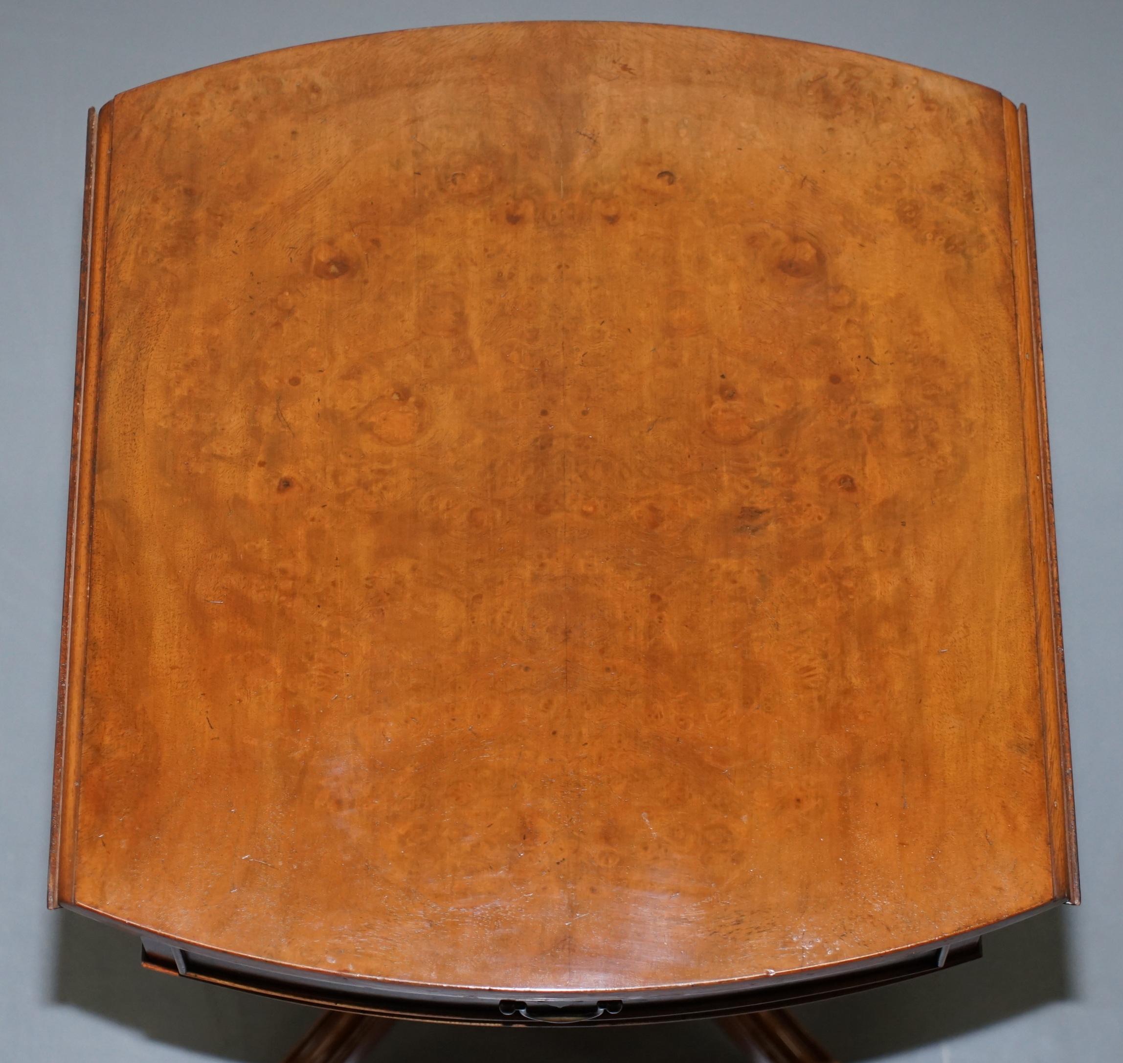 Hand-Crafted Stunning Charles Barr Burr Walnut Extending Side End Lamp Wine Table
