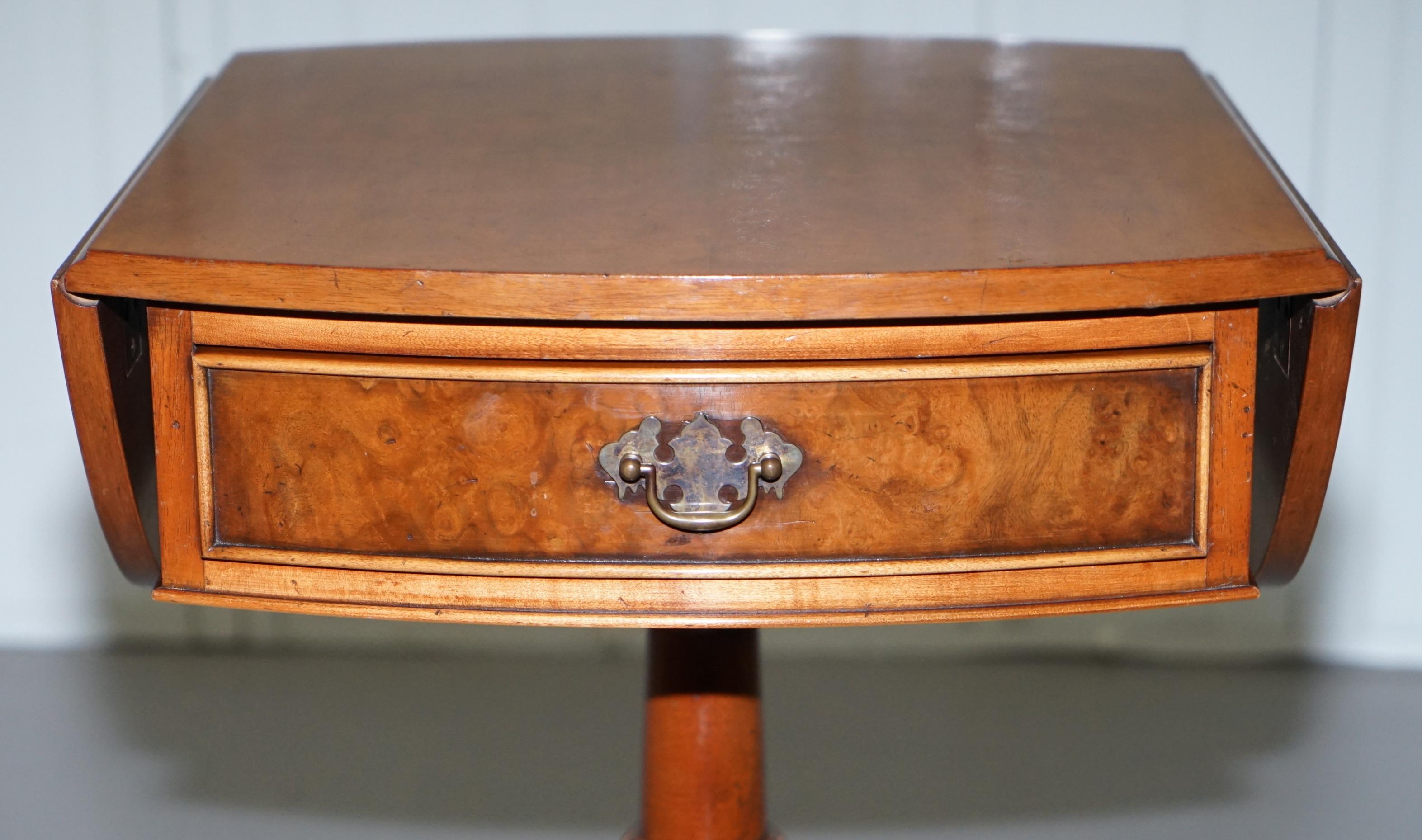 Hand-Crafted Stunning Charles Barr Burr Walnut Extending Side End Lamp Wine Table