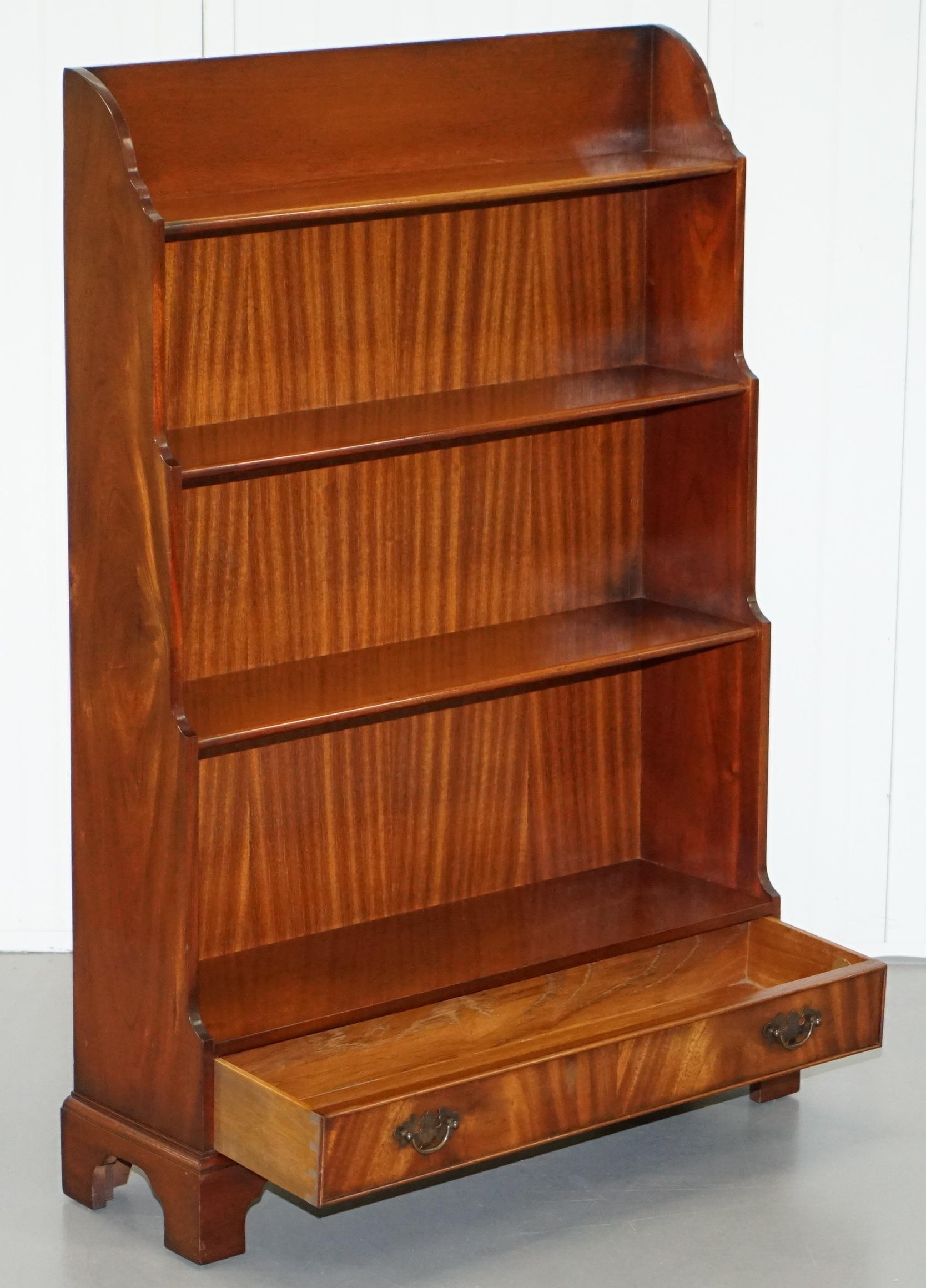 Stunning Charles Barr Flamed Hardwood Waterfall Bookcase After Gillows 3