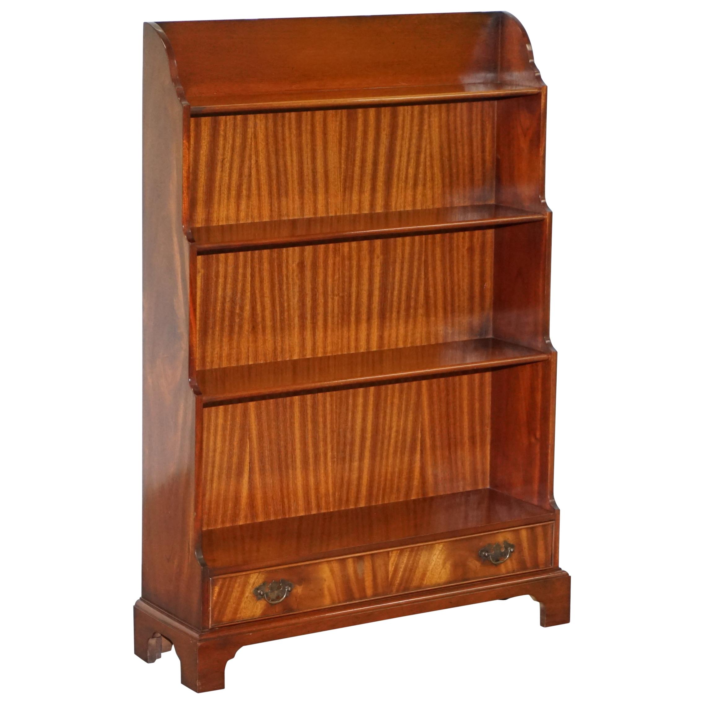 Stunning Charles Barr Flamed Hardwood Waterfall Bookcase After Gillows
