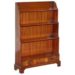 Vintage Stunning Charles Barr Flamed Hardwood Waterfall Bookcase After Gillows