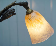 Stunning Charles Schneider Solid Bronze circa 1920 Table Lamp Original Shade