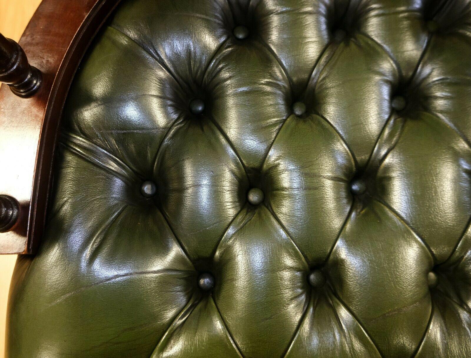 Stunning Chesterfield Fully Buttoned Green Leather Captain/ Director Chair 5