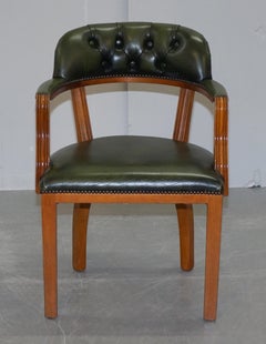 Stunning Chesterfield Green Leather Captains Directors Office Desk Armchair