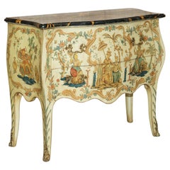 CHiNESE CHINOISERIE ÉPAULE DE COMMODE PAINTÉE À LA MAIN DE DRAWERS MARQUÉE À LA MAIN