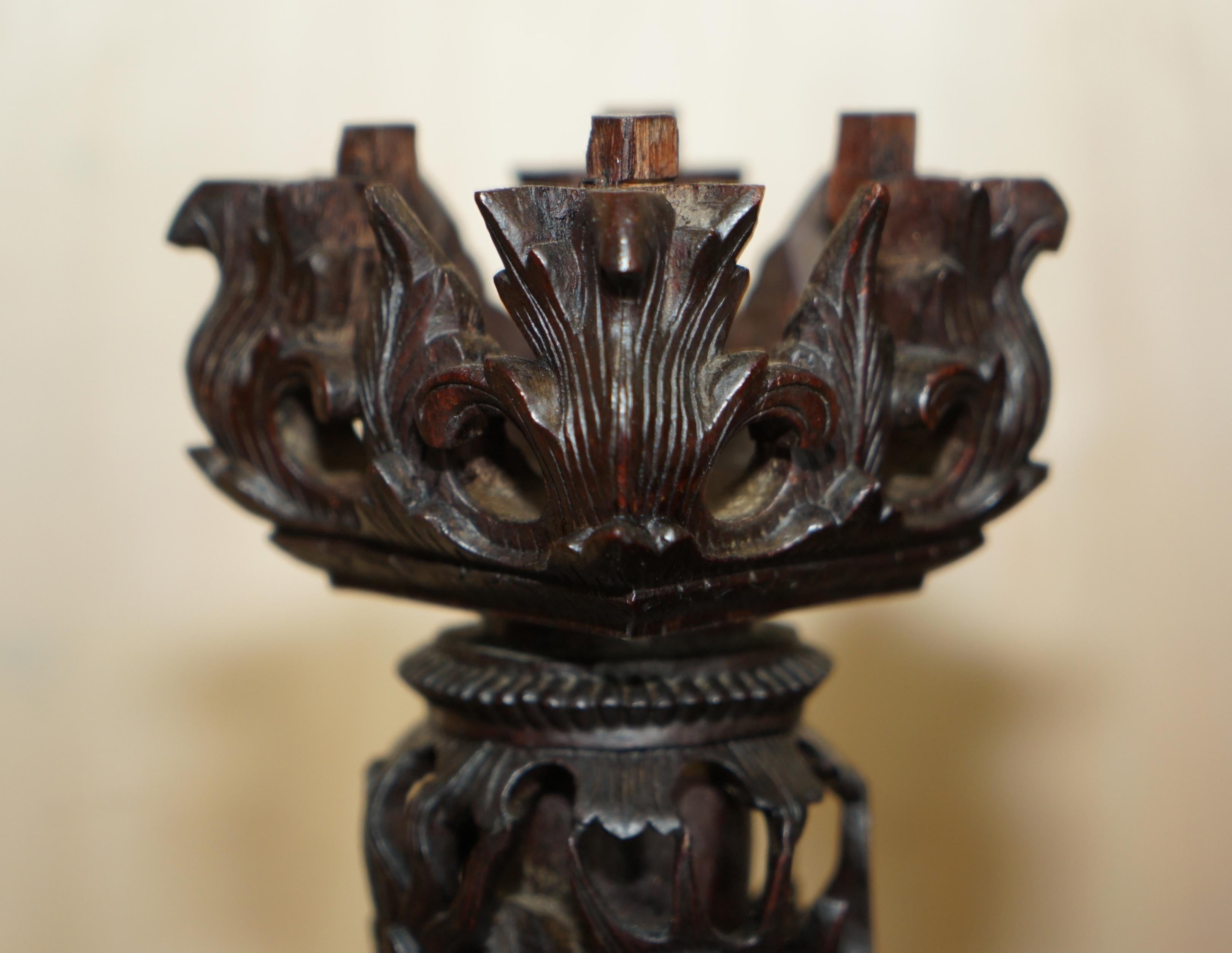 Chinese STUNNING CHINESE EXPORT HAND CARVED WOOD DRAGON MANTLE CLOCK & CANDLESTiCKS For Sale
