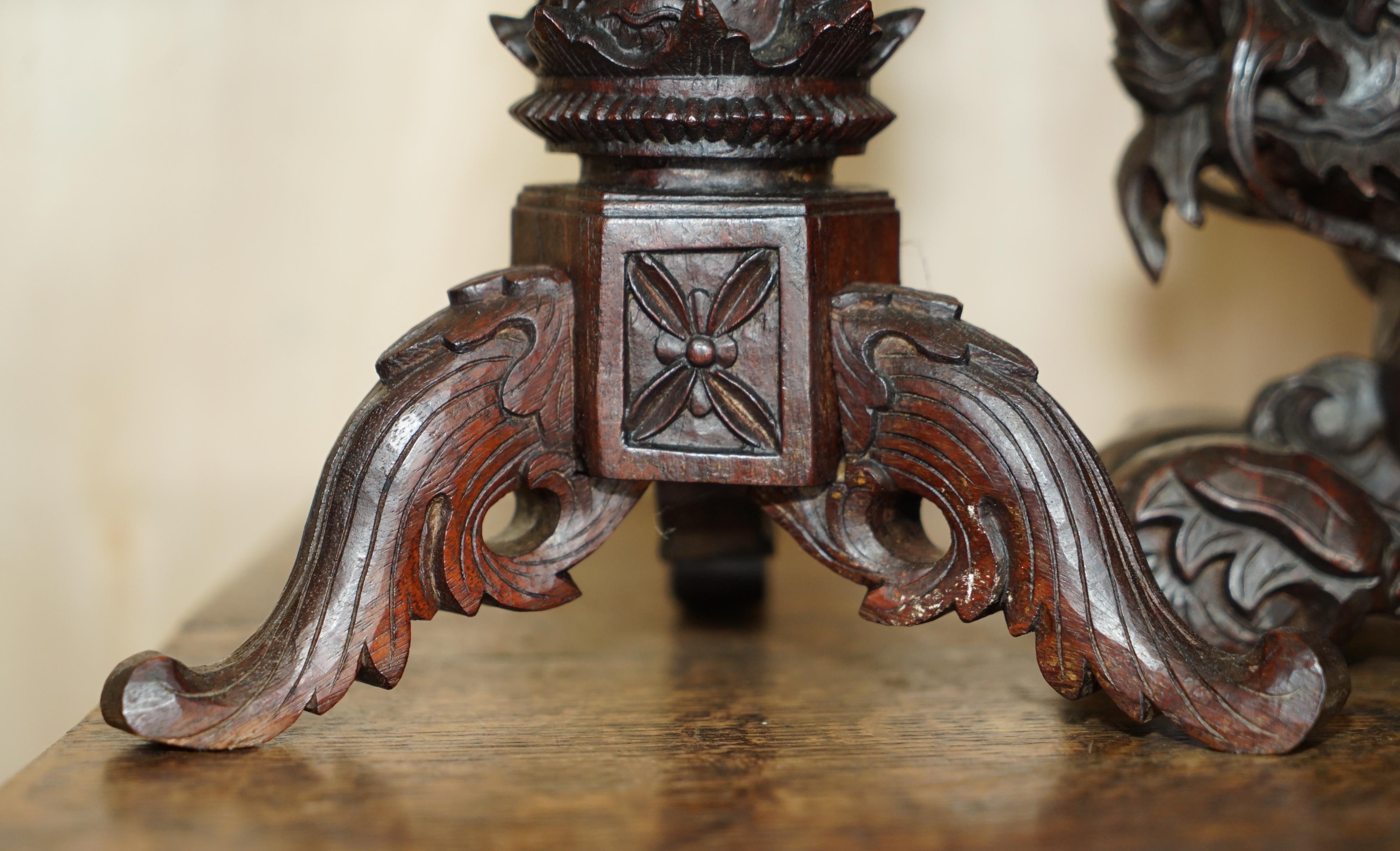 Wood STUNNING CHINESE EXPORT HAND CARVED WOOD DRAGON MANTLE CLOCK & CANDLESTiCKS For Sale