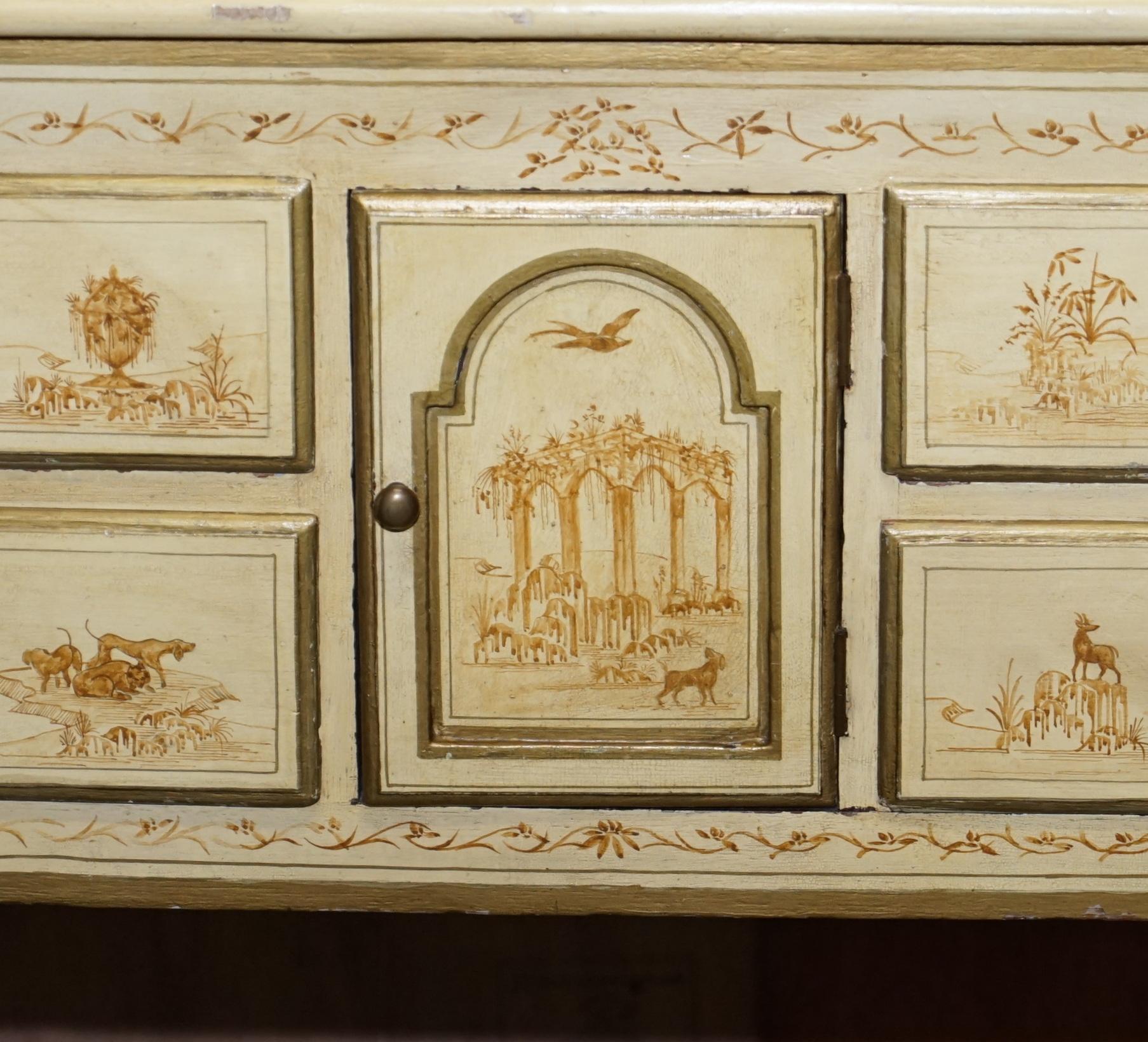 20th Century Stunning Chinoiserie Marble Topped Sideboard in the Chinese Chippendale Taste For Sale