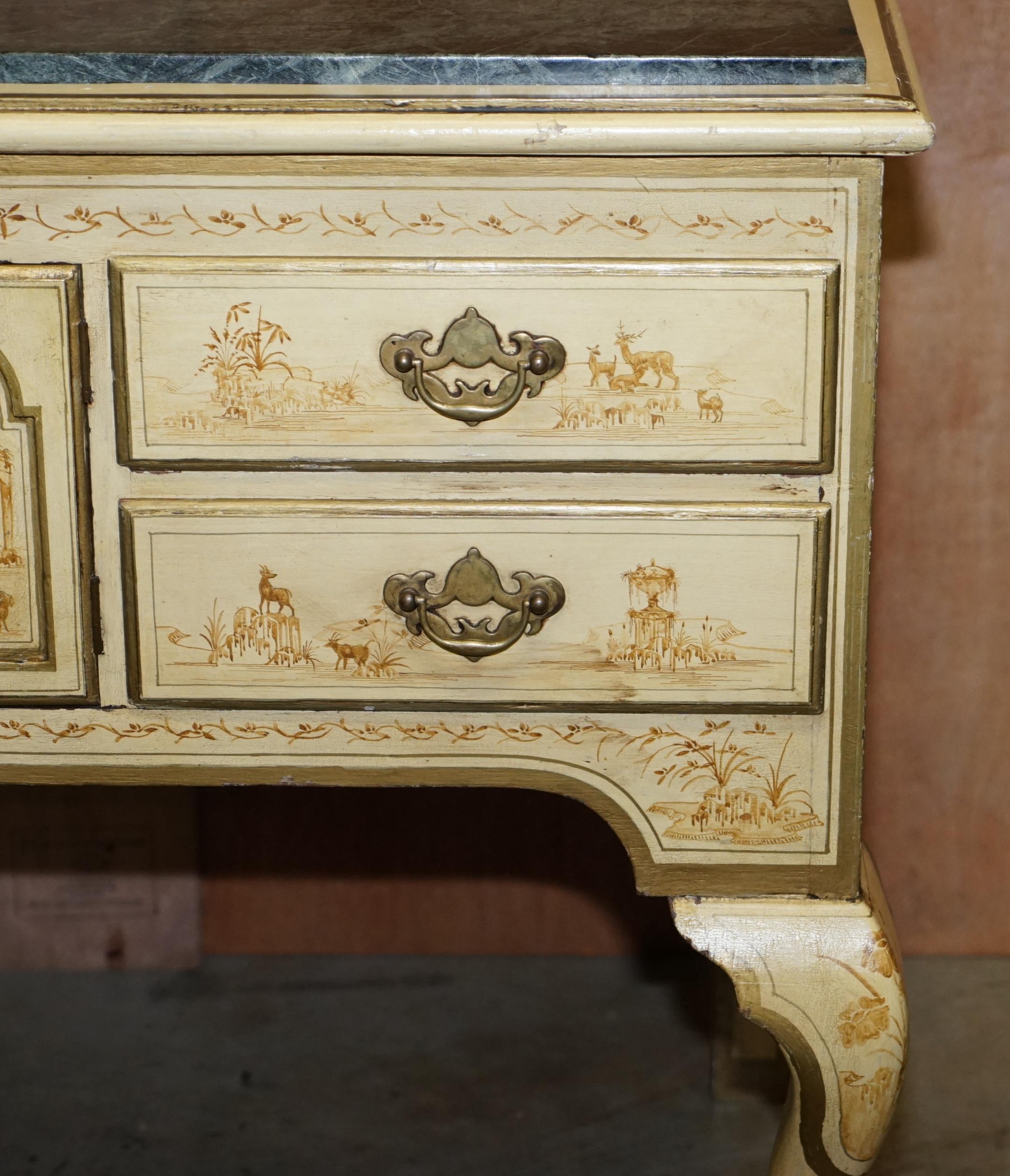 Stunning Chinoiserie Marble Topped Sideboard in the Chinese Chippendale Taste For Sale 1