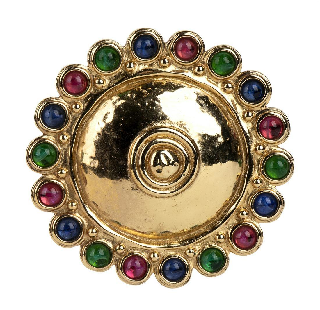 Stunning Christian Dior 1980s Large Etruscan Style Medallion PIn In Excellent Condition In New York, NY