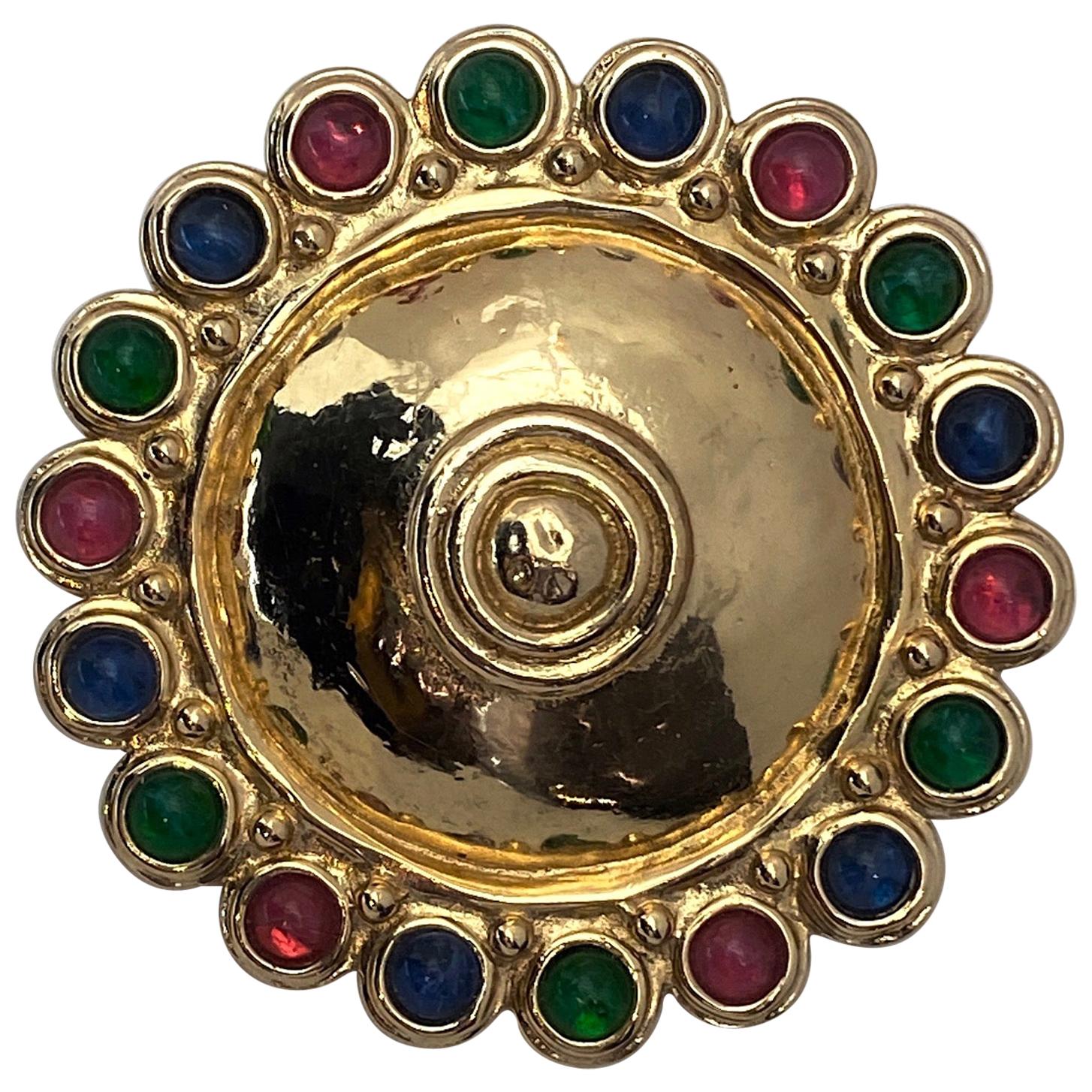 Stunning Christian Dior 1980s Large Etruscan Style Medallion PIn