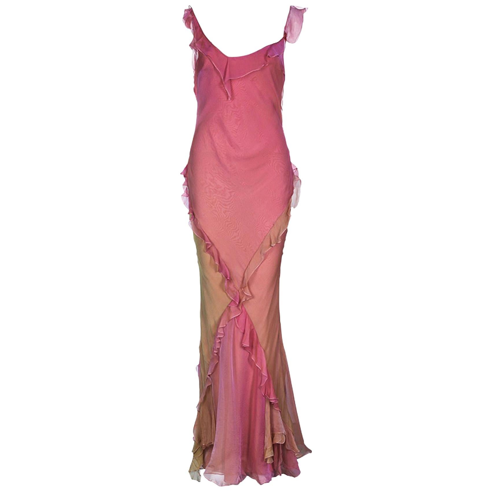 Stunning Christian Dior by John Galliano Silk Ombre Evening Gown with ...