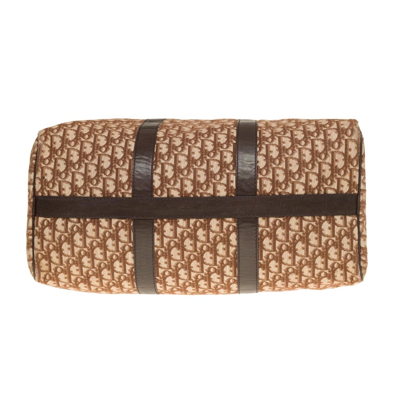 Stunning Christian Dior Travel bag in brown canvas and leather For Sale