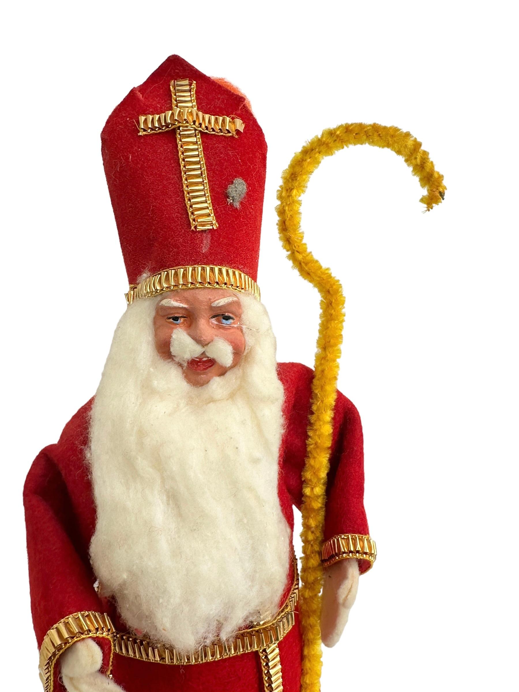 Atemberaubende Weihnachts-Vintage-Gürsnickelfigur des heiligen Nikolaus Santa Claus (Handgefertigt)