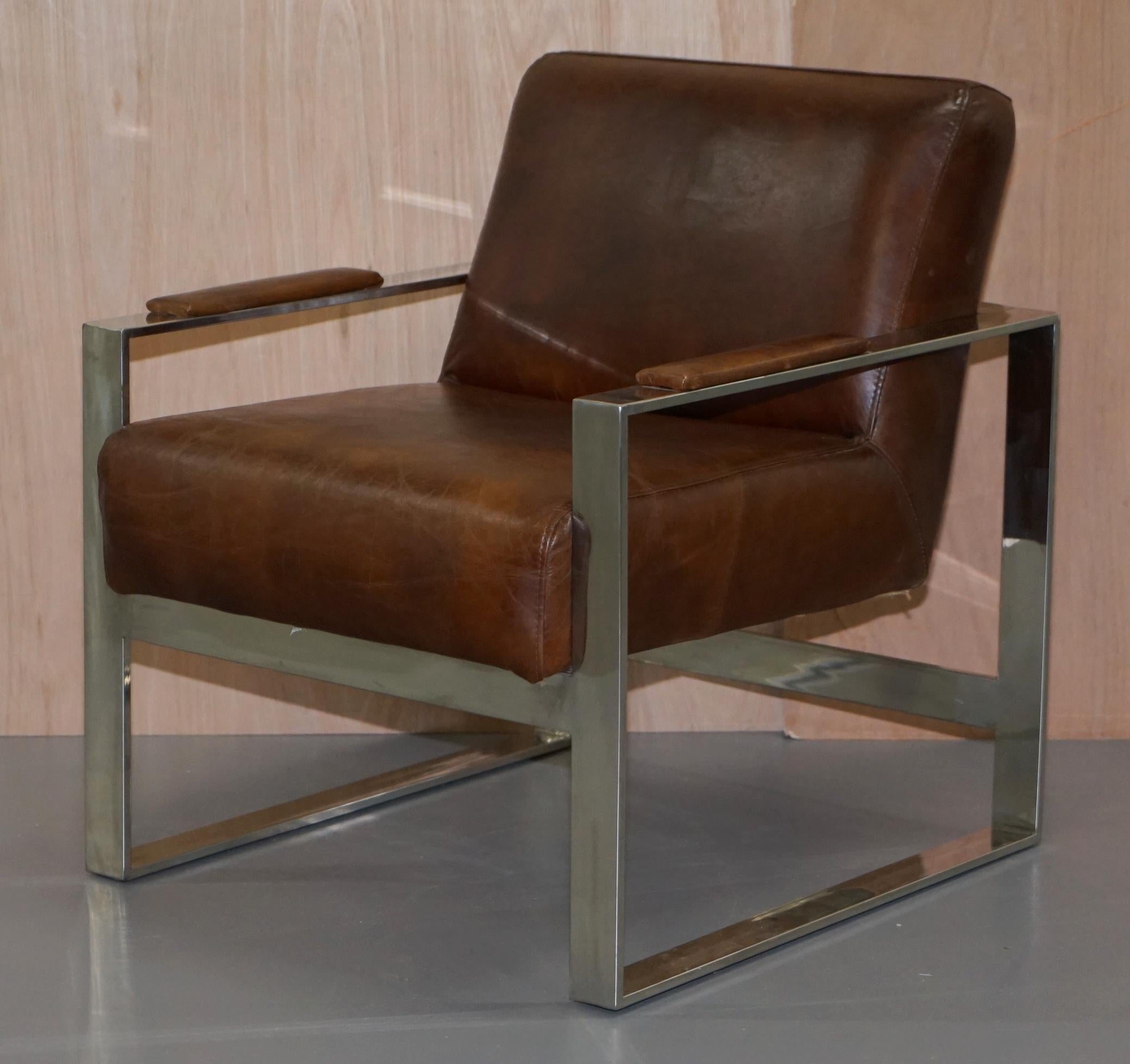 brown leather and chrome chair