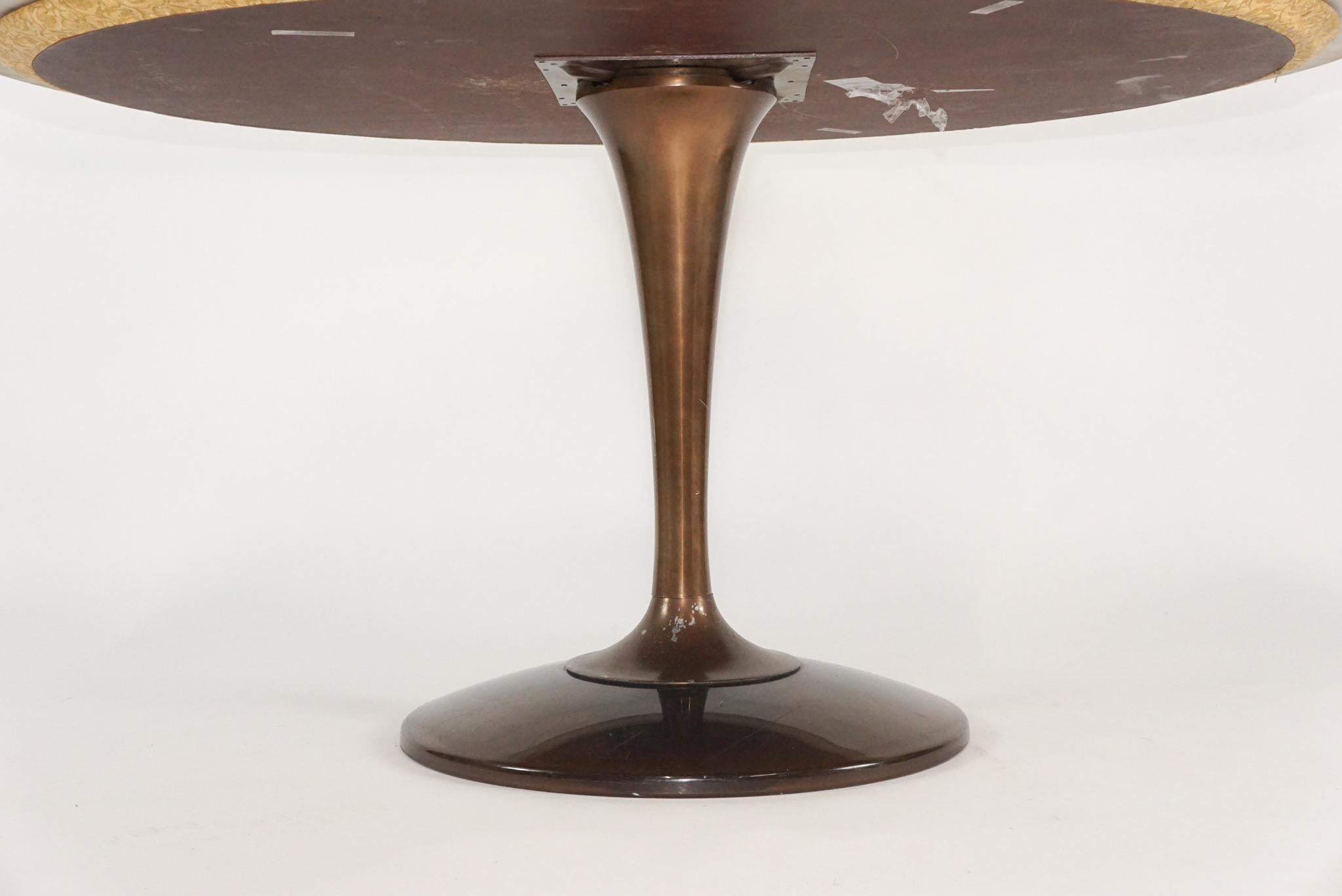 Metal Stunning Chrome Craft Patchwork Top Mid-Century Modern Oval Tulip Based Table