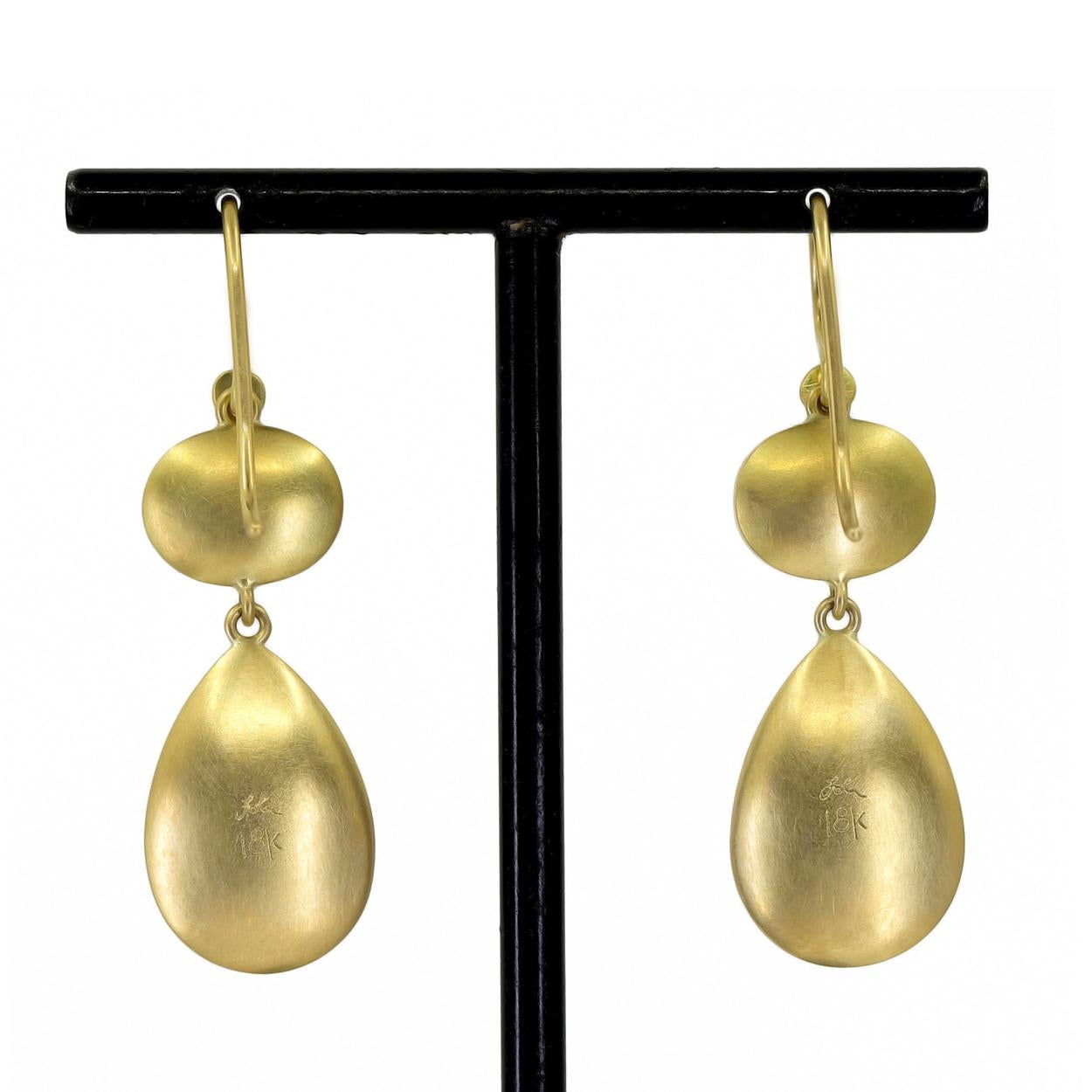 Artist Stunning Chrysoprase Oval Aquamarine Pear Yellow Gold Earrings, Lola Brooks 2023 For Sale