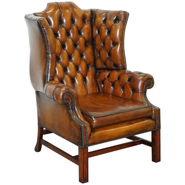 Stunning Cigar Brown Leather, Leather Cigar Chair