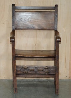 STUNNING CIRCA 1780-1820 ANTiQUE HAND CARVED ELM & FRUITWOOD PROVINCIAL CHAIR