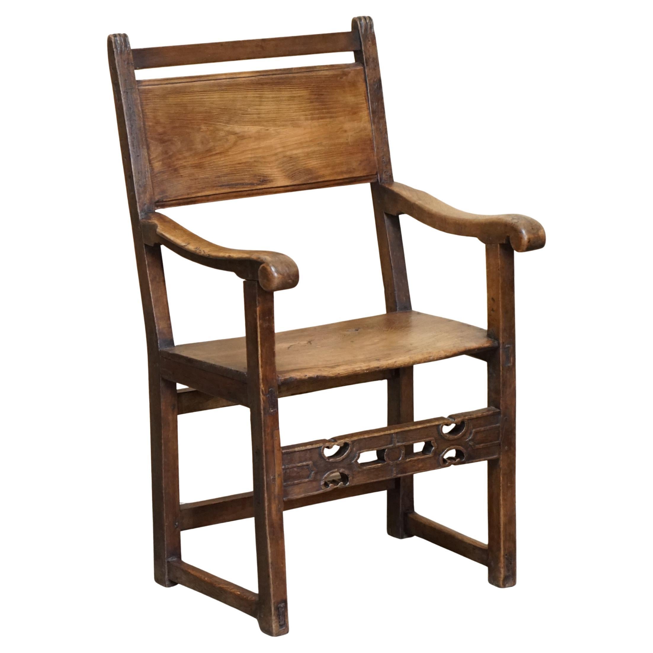 STUNNING CIRCA 1780-1820 ANTiQUE Hand geschnitzt ELM 
FRUITWOOD PROVINCIAL CHAIR