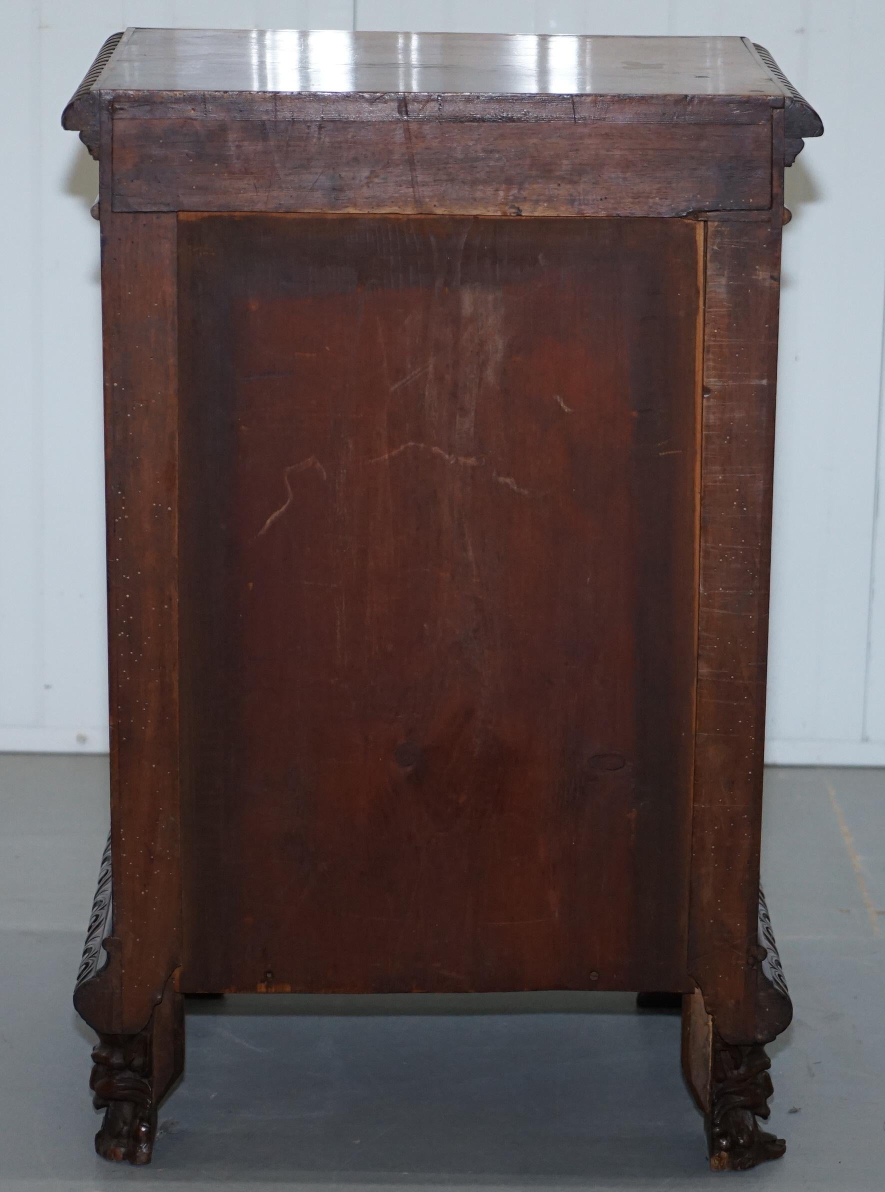Stunning circa 1780 Carved Walnut Side Cabinet with Cherub & Floral Detailing 5