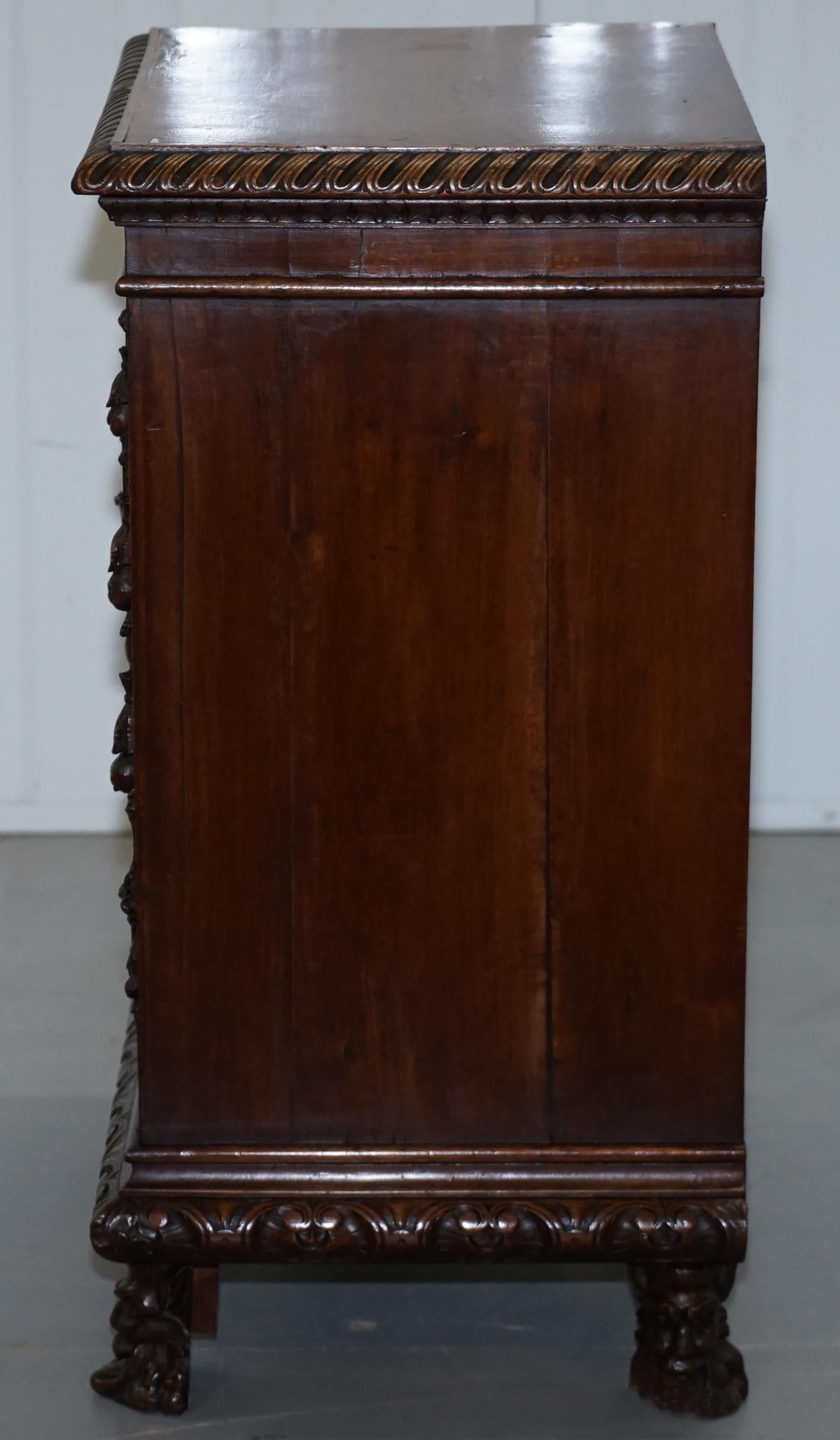 Stunning circa 1780 Carved Walnut Side Cabinet with Cherub & Floral Detailing 5