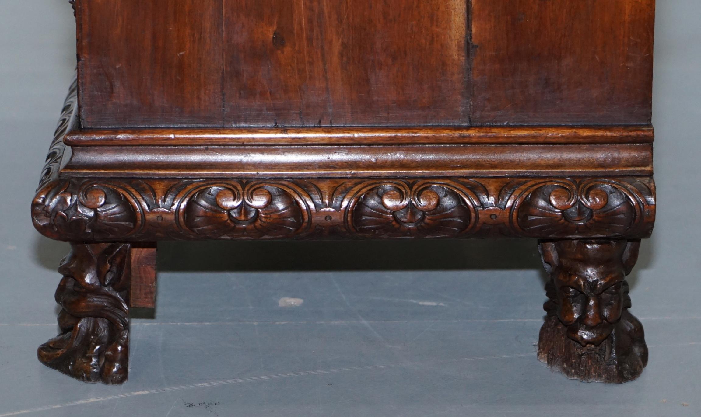 Stunning circa 1780 Carved Walnut Side Cabinet with Cherub & Floral Detailing 7