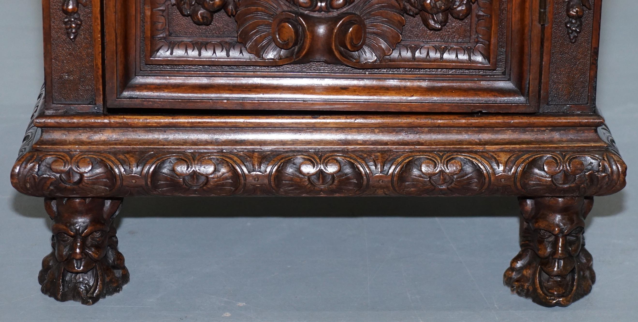 Stunning circa 1780 Carved Walnut Side Cabinet with Cherub & Floral Detailing 1