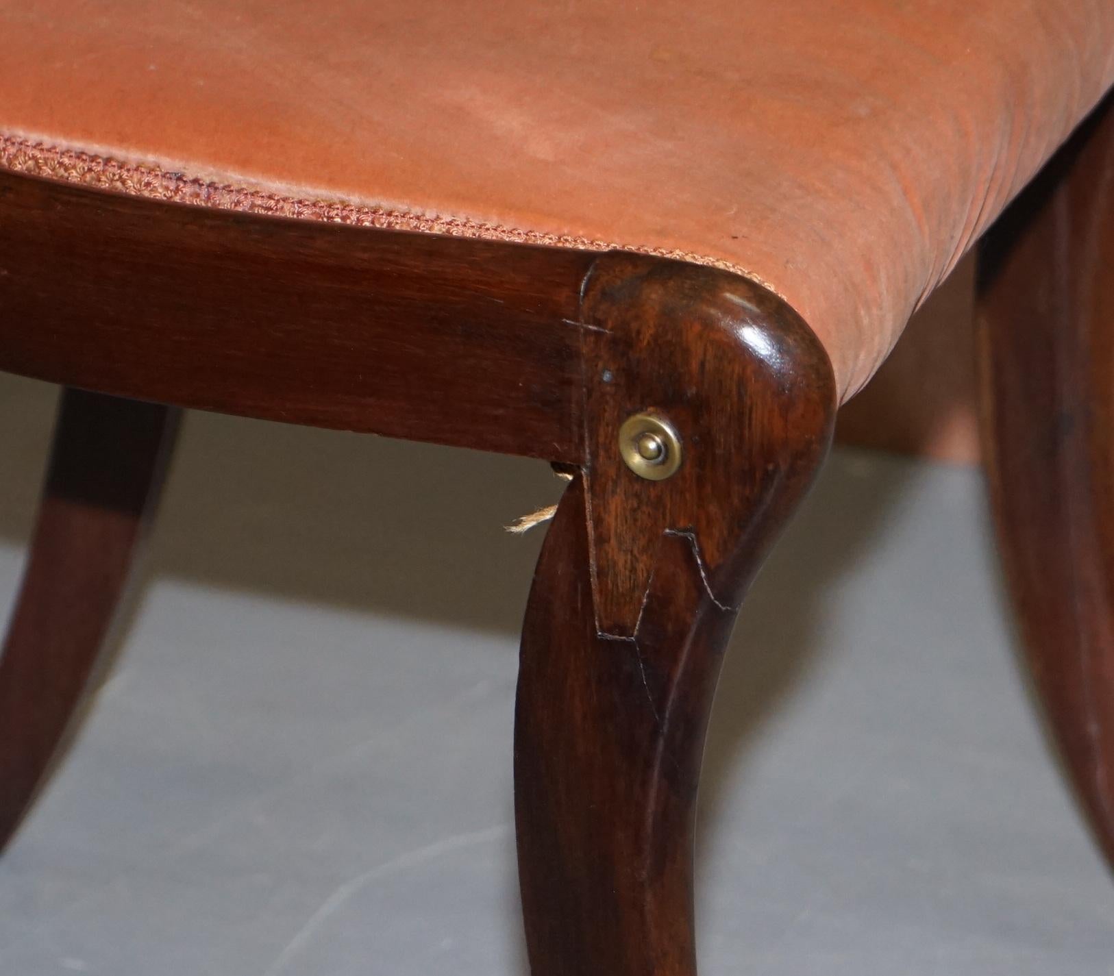 Stunning circa 1810 Regency Flamed Mahogany Dining Chair Ornately Carved Frame 8