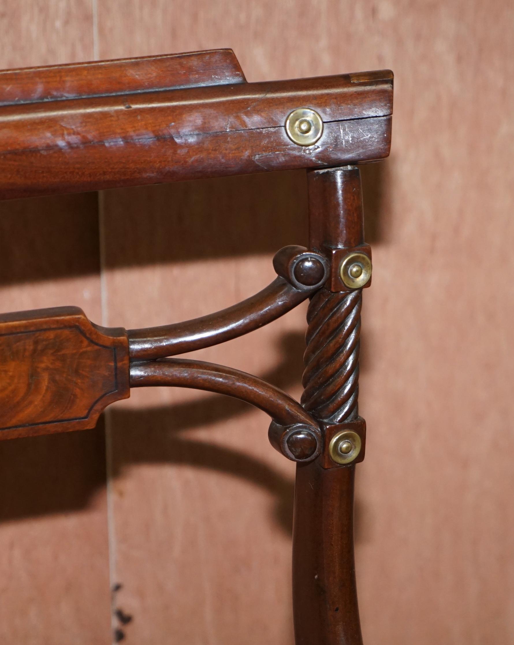 Stunning circa 1810 Regency Flamed Mahogany Dining Chair Ornately Carved Frame 2