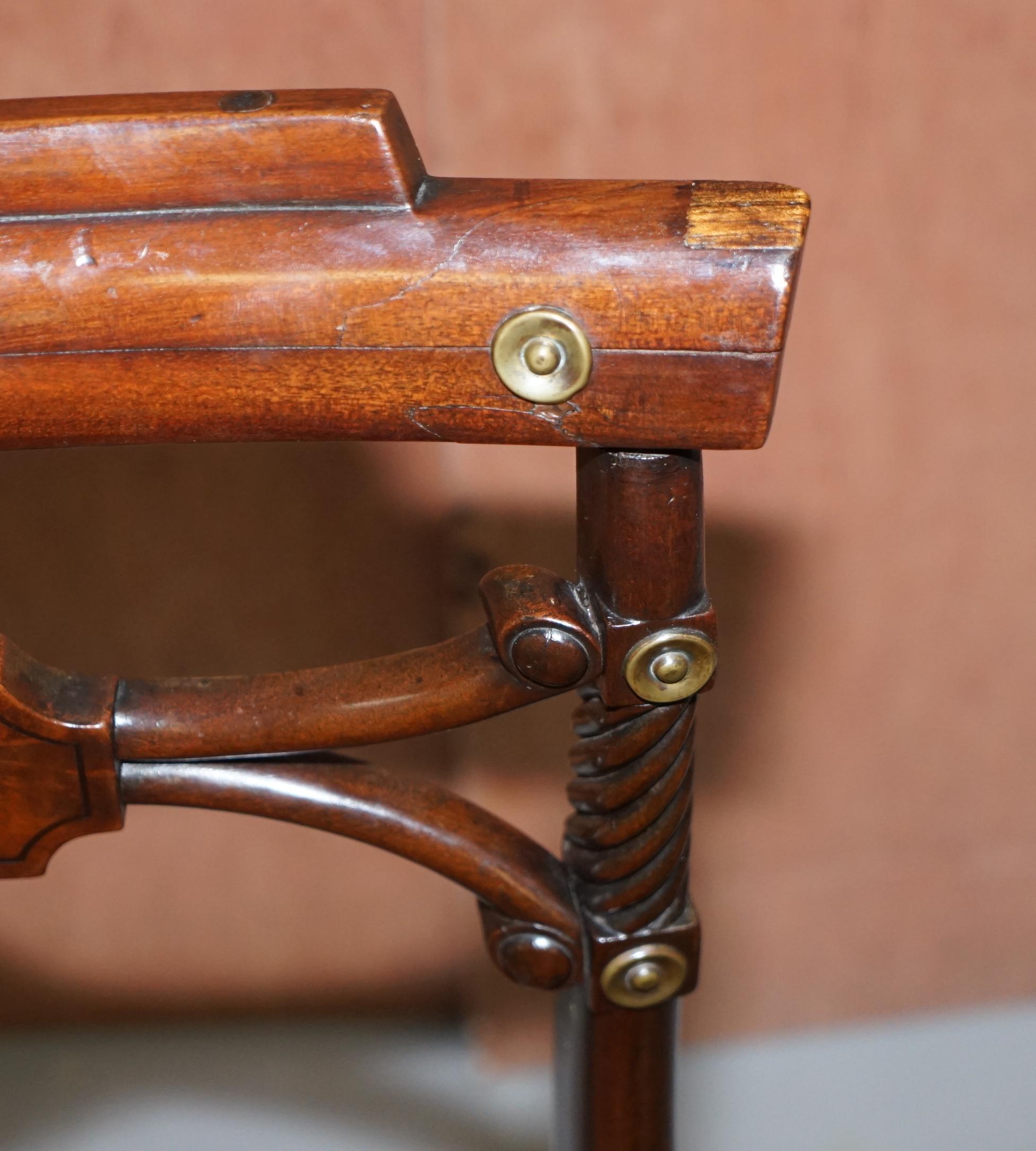 Stunning circa 1810 Regency Flamed Mahogany Dining Chair Ornately Carved Frame 3