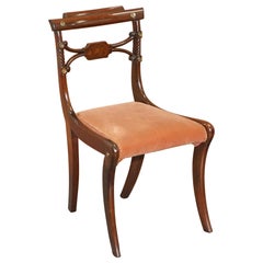 Stunning circa 1810 Regency Flamed Mahogany Dining Chair Ornately Carved Frame