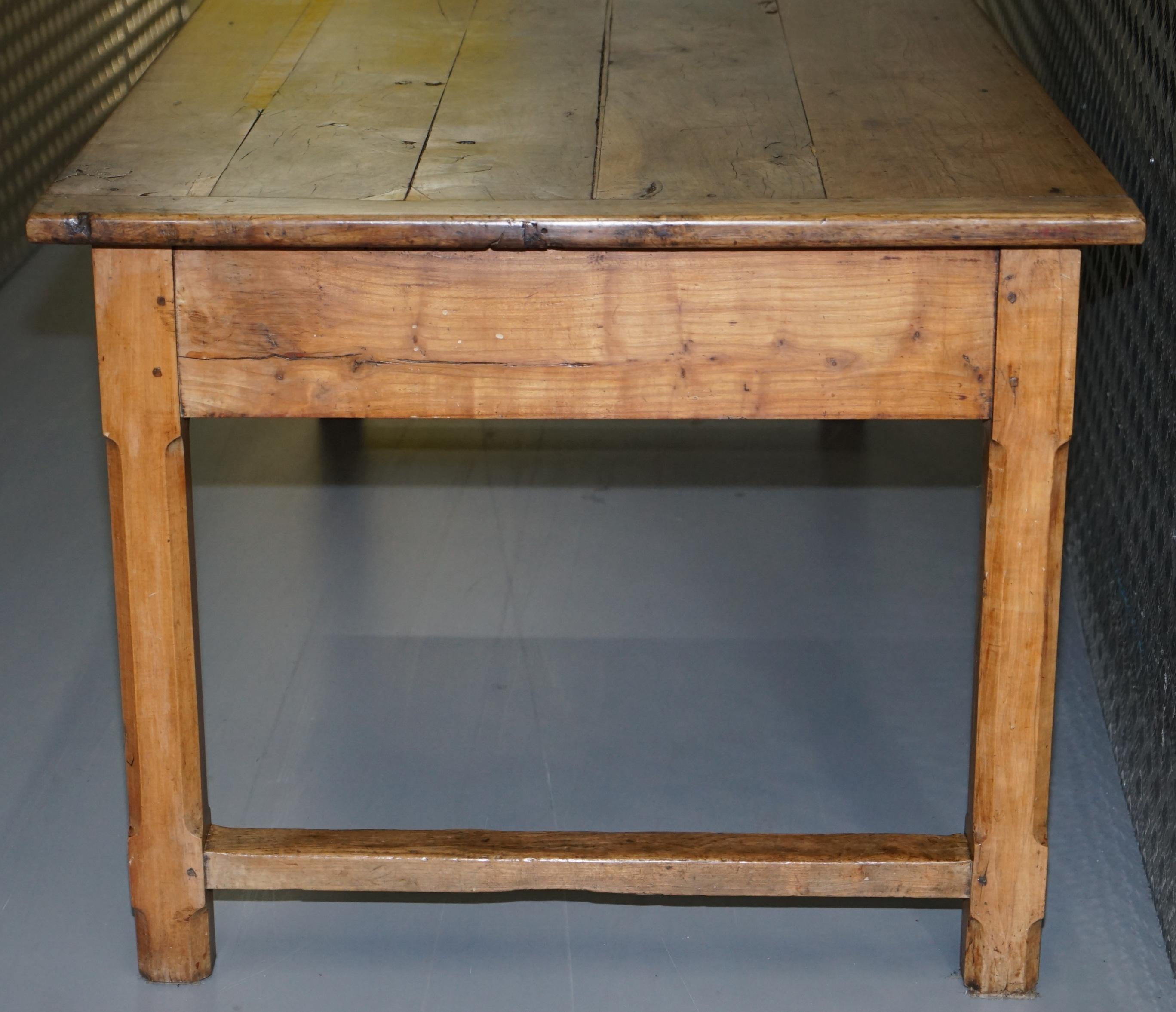 Stunning circa 1820 French Fruitwood Refectory Dining Table Large Single Drawer 15