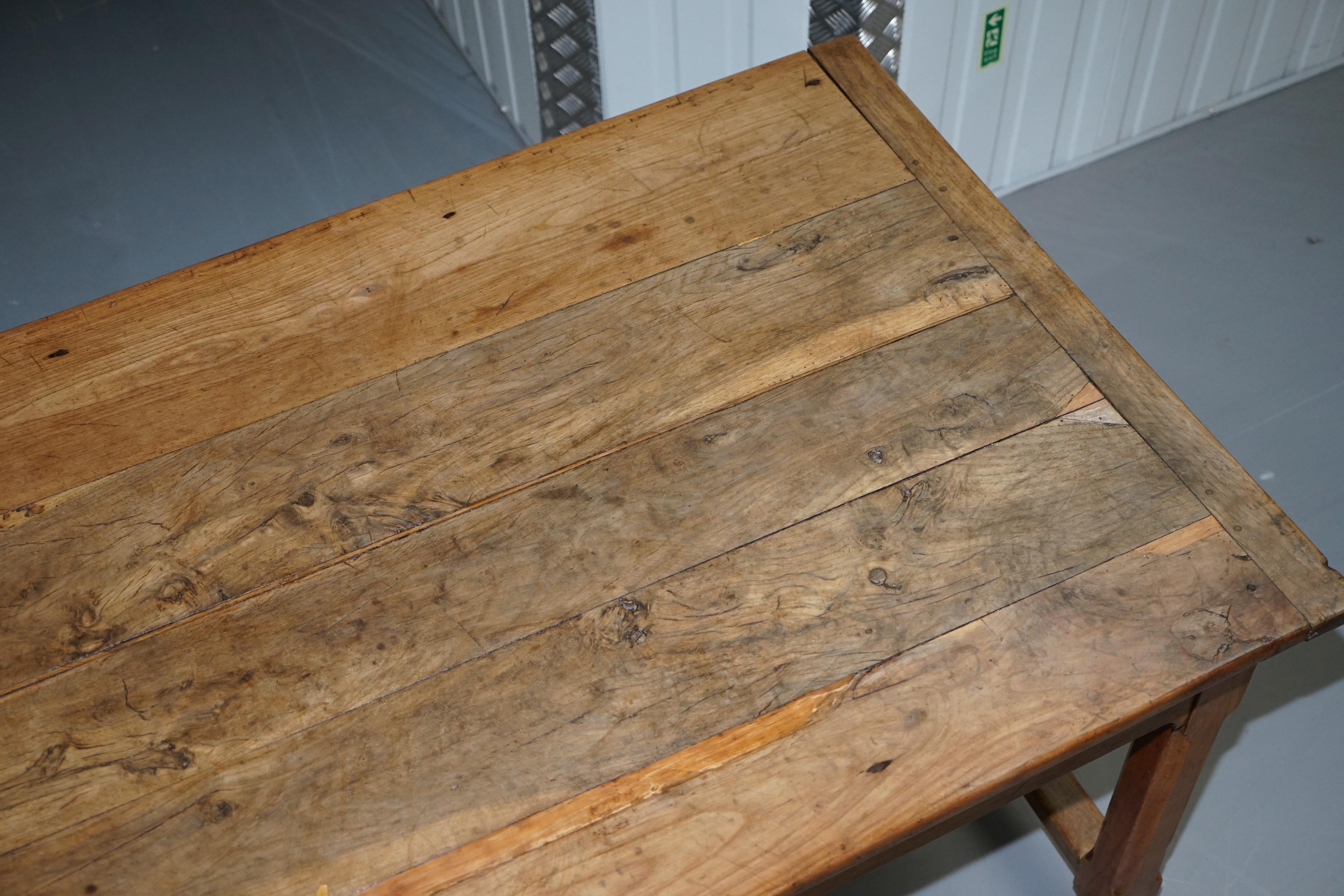 Early 19th Century Stunning circa 1820 French Fruitwood Refectory Dining Table Large Single Drawer