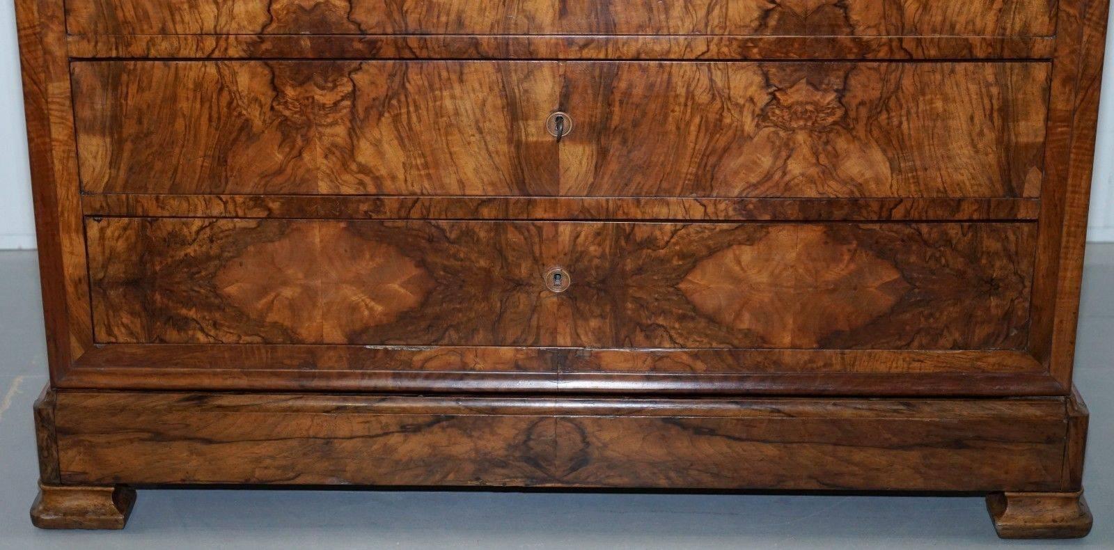 Hand-Crafted Stunning circa 1850 Solid Walnut Biedermeier Chest / Bank of Drawers Patina