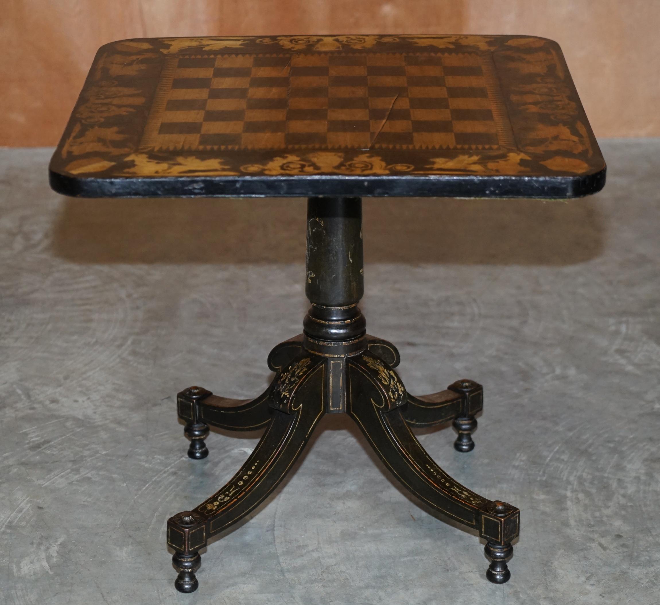 Stunning circa 1860 Gold Leaf Ebonised Chess Table Aesthetic Movement Taste 9