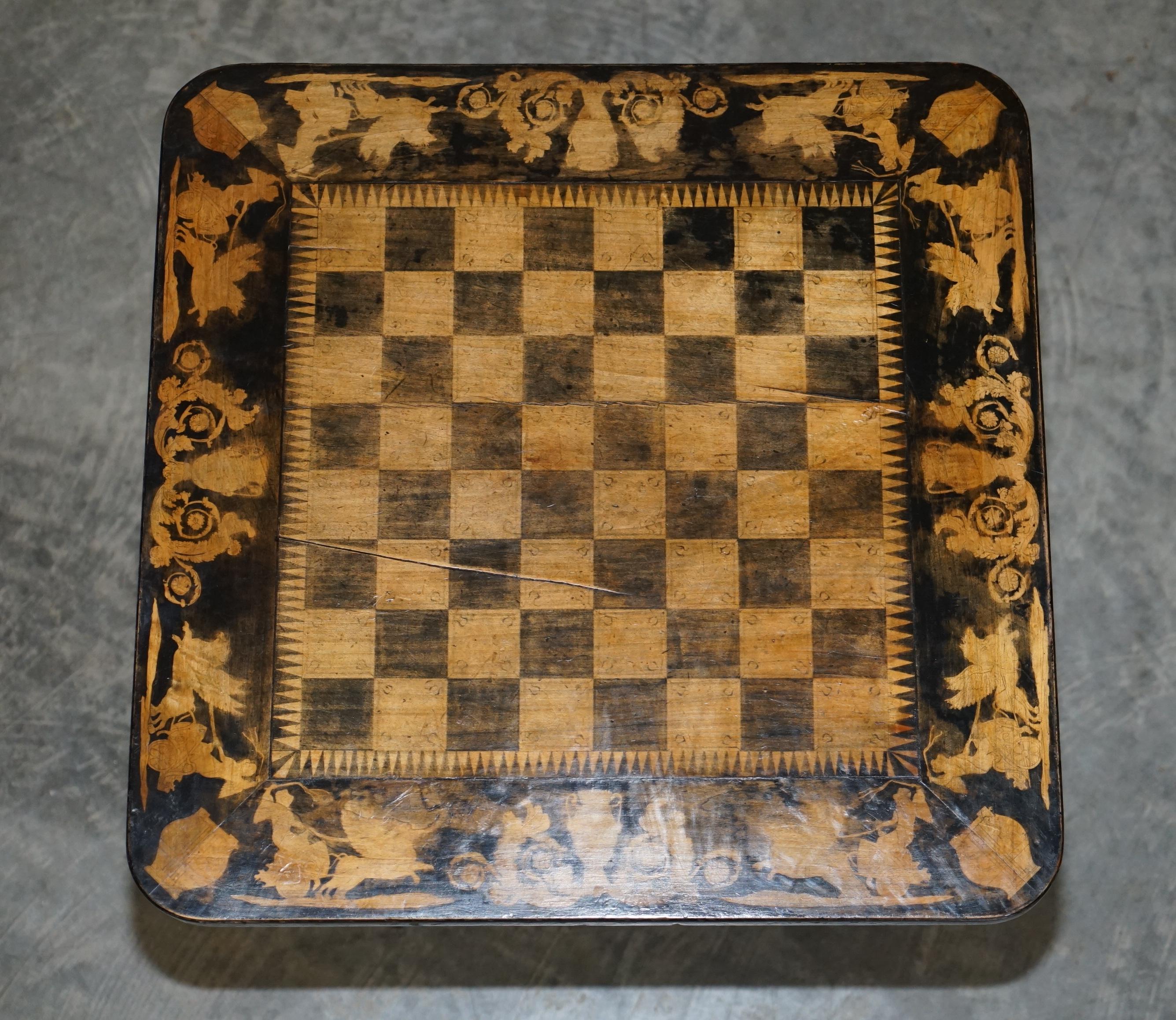 English Stunning circa 1860 Gold Leaf Ebonised Chess Table Aesthetic Movement Taste