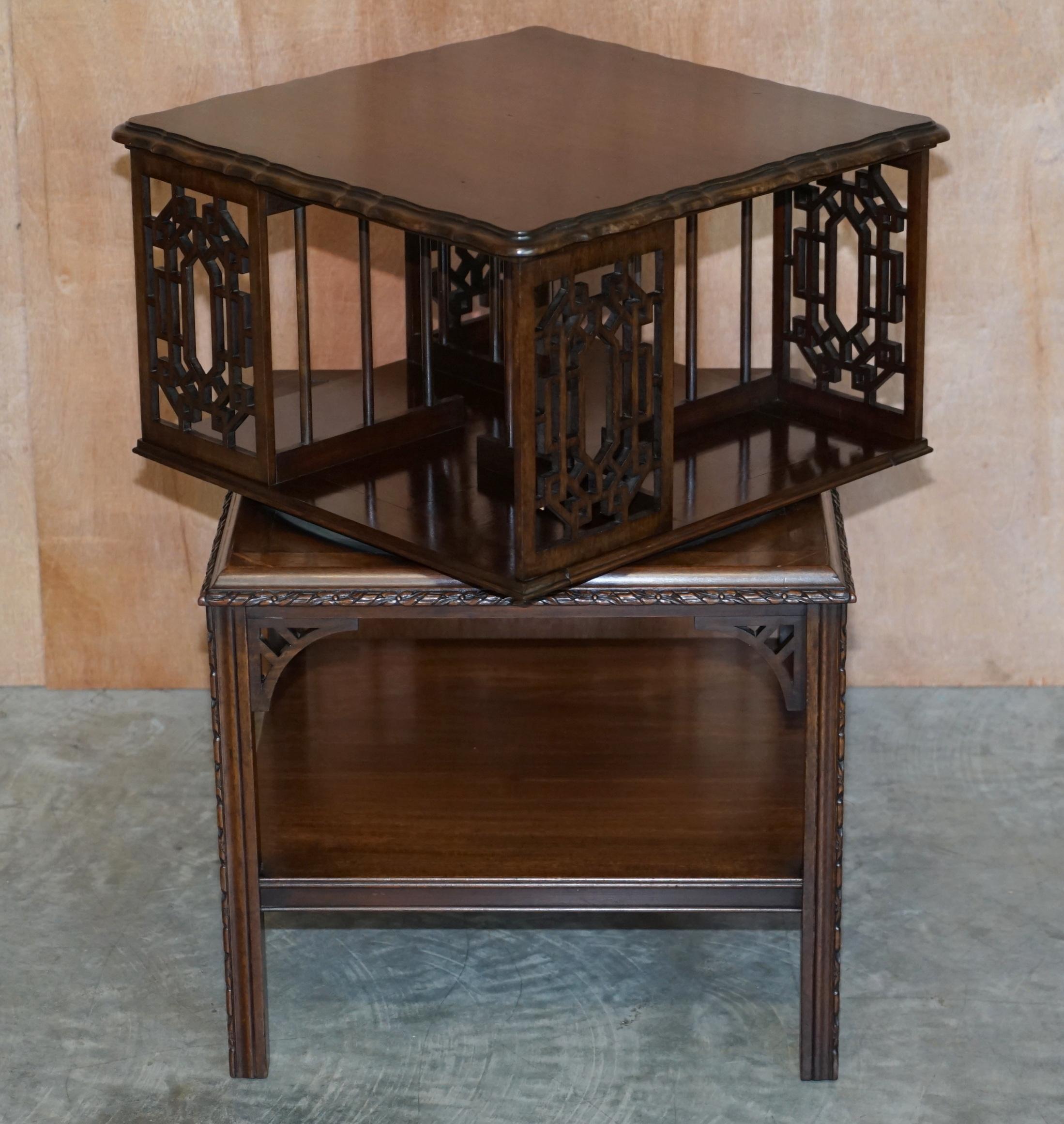 Stunning circa 1880 Antique Thomas Chippendale Revolving Bookcase Library Table 5