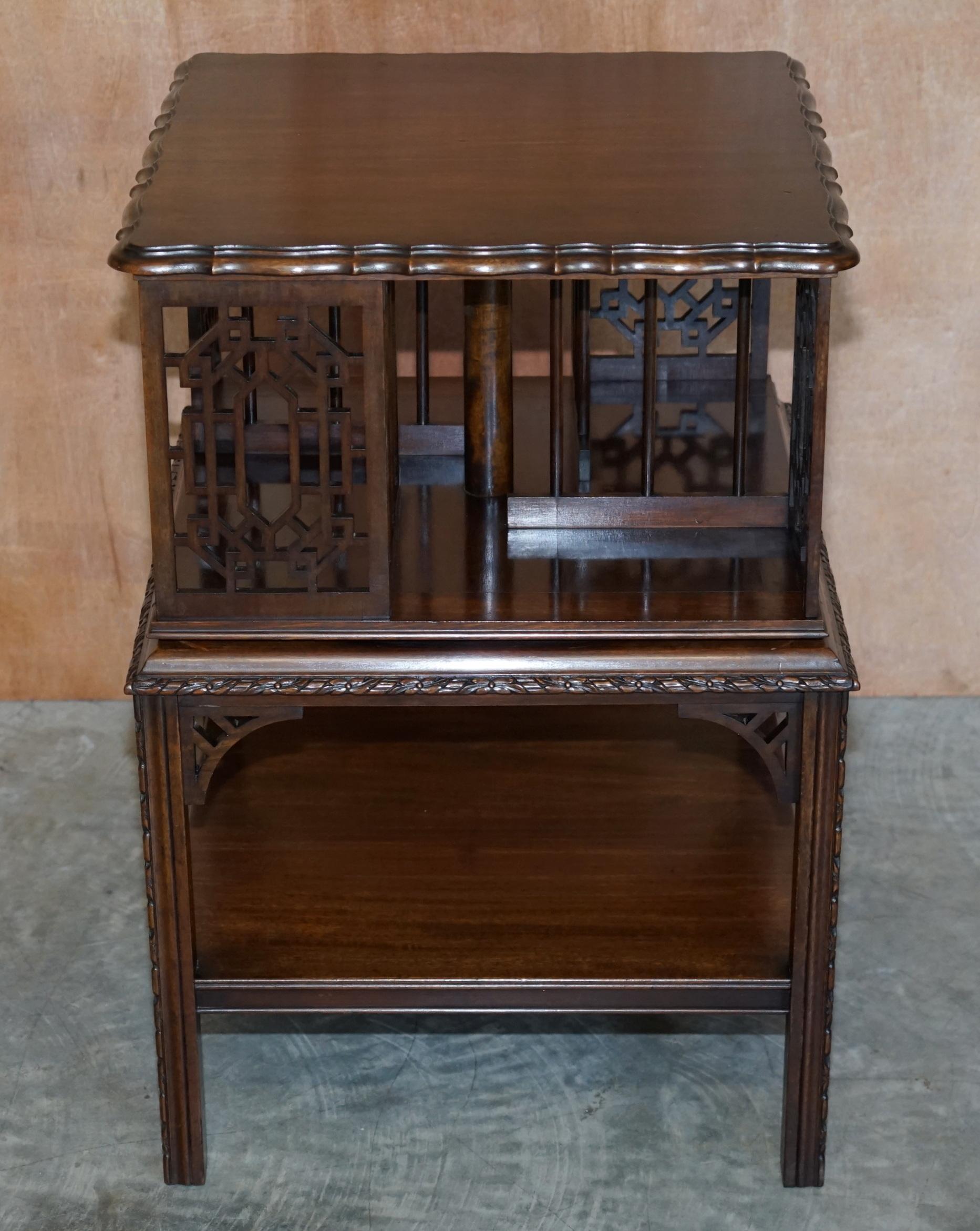 Stunning circa 1880 Antique Thomas Chippendale Revolving Bookcase Library Table 6