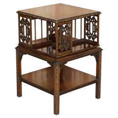 Stunning circa 1880 Antique Thomas Chippendale Revolving Bookcase Library Table