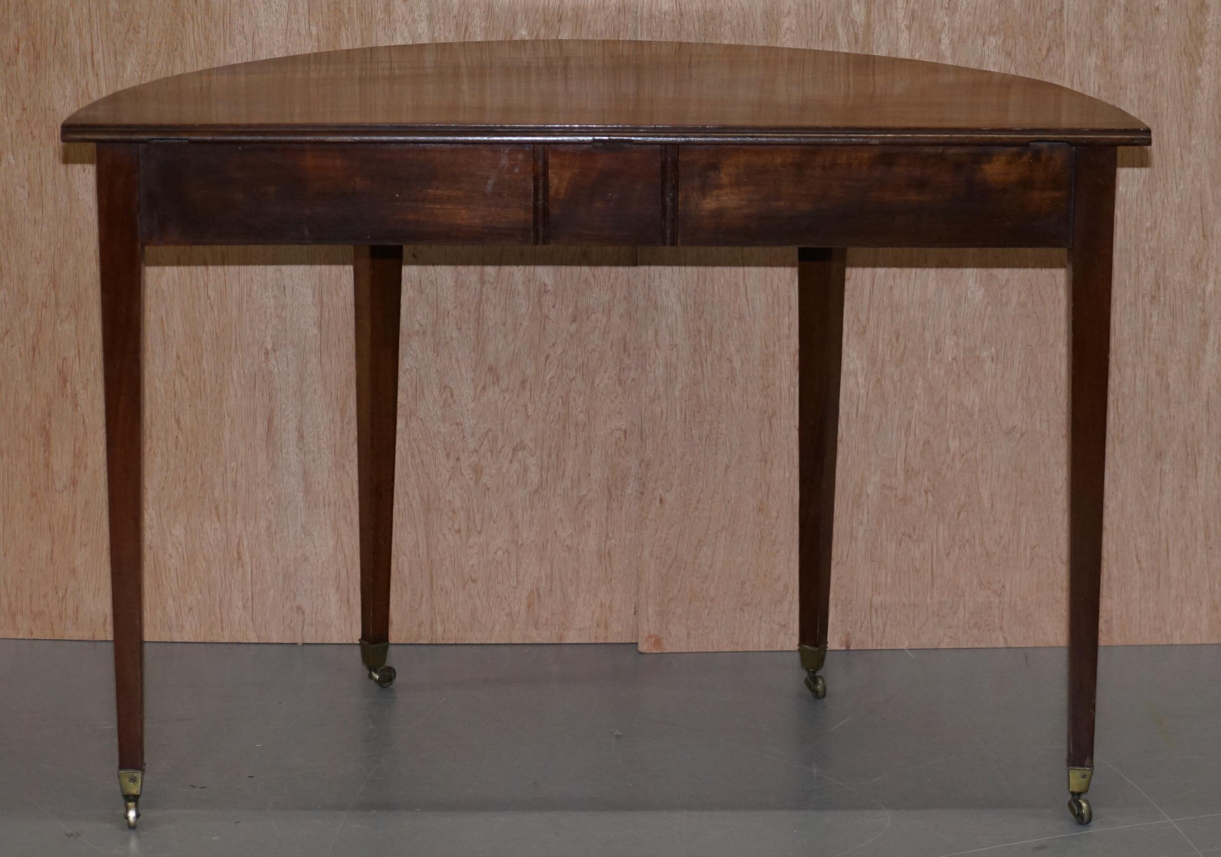 Stunning circa 1880 Walnut Victorian Demi Lune Halfmoon Console Table on Castors 7