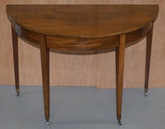 Stunning circa 1880 Walnut Victorian Demi Lune Halfmoon Console Table on Castors