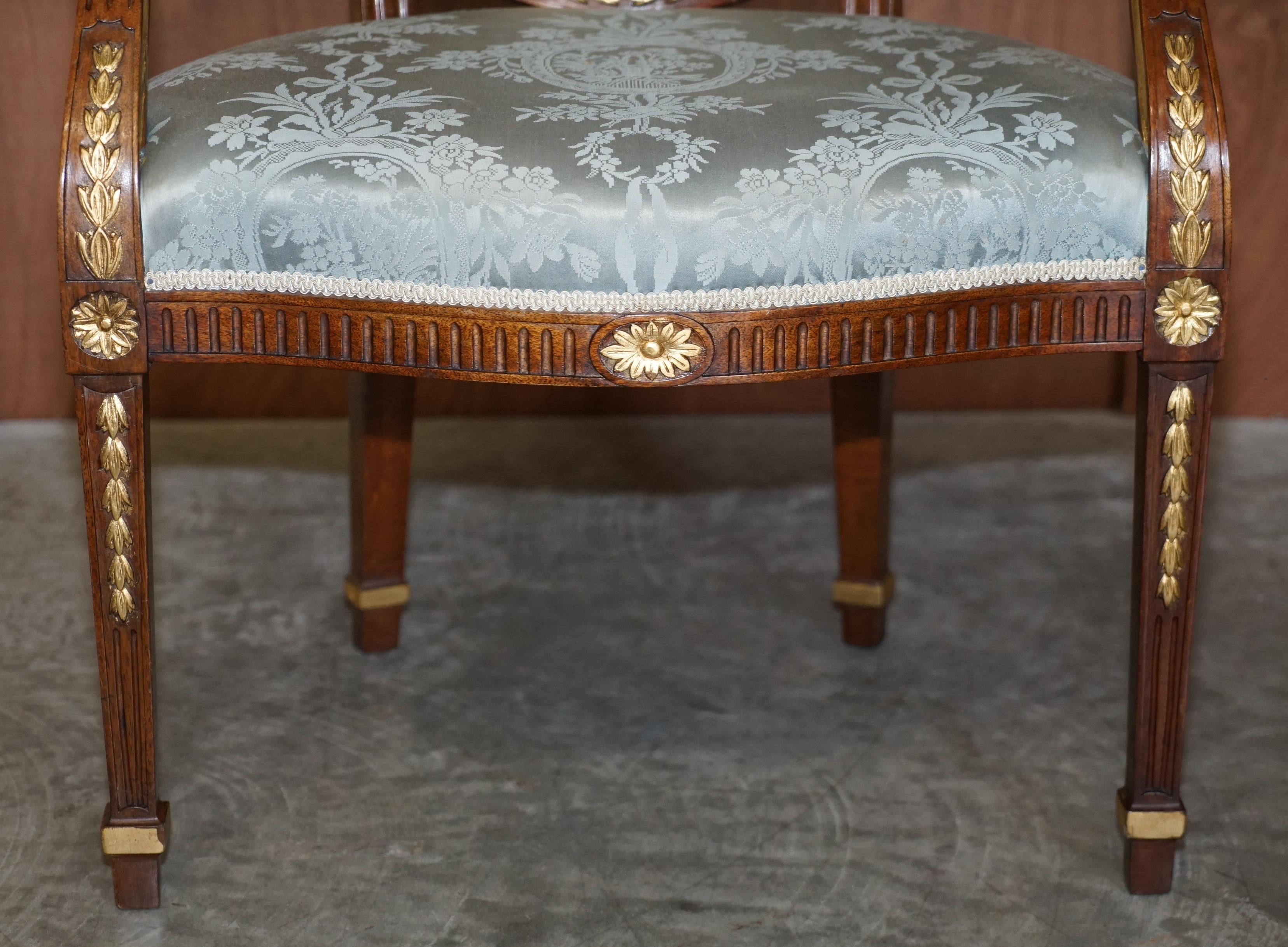 Stunning circa 1900 George Hepplewhite Style Hardwood Giltwood Georgian Armchair For Sale 6